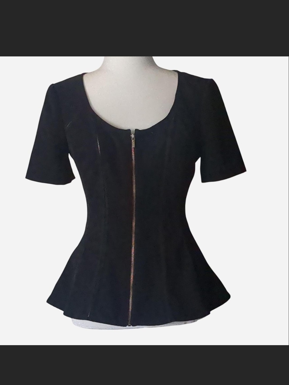 ✨ VINTAGE Y2K BEBE ZIP FRONT PEPLUM TOP S/P✨✧